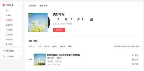 头条音频没有创建新专辑,粉丝期待下一佳作